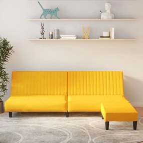 vidaXL Sofá-cama de 2 lugares com apoio de pés veludo amarelo