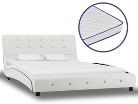 vidaXL Cama + colchão espuma memória 120x200cm couro artificial branco