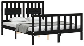 Estrutura de cama com cabeceira 140x190 cm madeira maciça preto