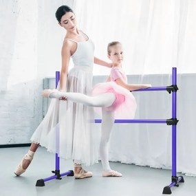 Barra dupla para ballet portátil com altura ajustável para meninas Adultos Fitness Dançar Alongar músculos 124,5 x 71 x 120 cm Violeta