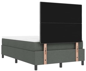 Cama Box Spring com Colchão e Banco Cinza Escuro 120x200 cm Tecido
