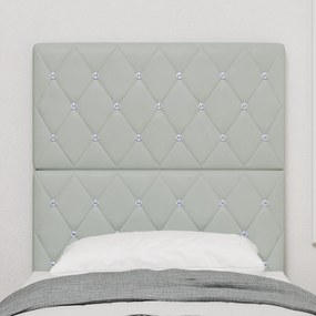 Cabeceira vidaXL com Botão de Cristal Tufted Cinza Claro 80 cm Veludo,