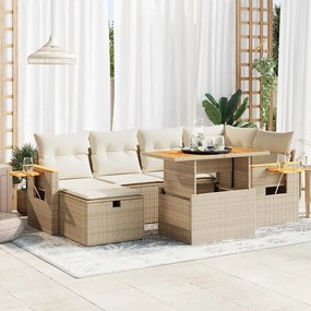 vidaXL 8 pcs conjunto de sofás p/ jardim com almofadões vime PE bege