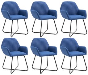 vidaXL Cadeiras de jantar 6 pcs tecido azul