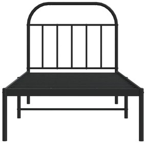 Estrutura de cama com cabeceira 90x200 cm metal preto