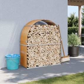 vidaXL Suporte de lenha 120x45x140 cm aço galvanizado aspeto de madeira