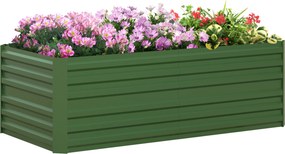 Floreira de horta retangular com tubos de reforço em aço galvanizado 180 x 90 x 59 cm verde