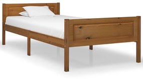 vidaXL Estrutura de cama 90x200 cm pinho maciço castanho mel
