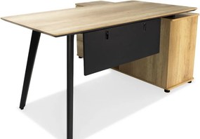 Secretária Executiva Sale Riva Office Carvalho 1400x750x750 mm com Armário Integrado