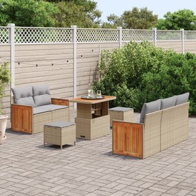 Conjunto de Sofás de Jardim vidaXL de 8 Peças com Almofadas Bege de Ra