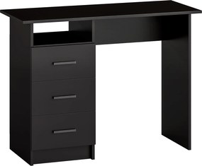 HOMCOM Secretária Economizadora de Espaço com 3 Gavetas, Prateleira Aberta, Secretária de Escritório, Moderna, Mesa para PC para Casa Escritório Estúdio Quarto, 100x40x75 cm, Preto | Aosom Portugal