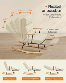 Cadeira de baloiço ajustável com pés em madeira de borracha castanho camelo