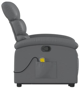 Poltrona massagens reclinável elevatória couro artif. cinzento