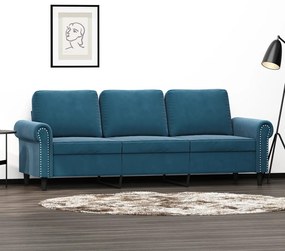 vidaXL Sofá de 3 lugares 180 cm veludo azul