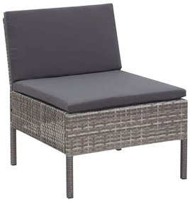 Conjunto lounge de jardim c/ almofadões 3 pcs vime PE cinzento