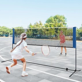 Conjunto de 310 cm de raquetes de badminton dobráveis ajustáveis em altura de 89-155 cm com 2 lançadeiras e saco de transporte para voleibol e badmint