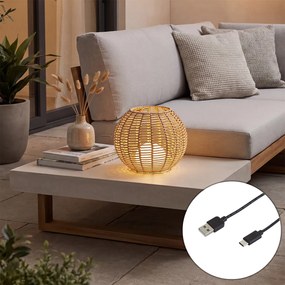 Candeeiro de Mesa de Exterior Bege 30cm incl. LED Recarregável com USB-C IP44 - Oli