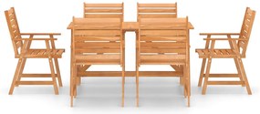 7 pcs conjunto de jantar para jardim madeira de acácia maciça