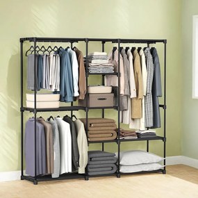 Guarda-roupa aberto 43 x 182 x 182 cm preto
