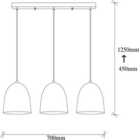 Candeeiro Suspenso Tattoo – Prateado – 70 x 20 cm