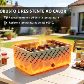 Grelhador a Carvão 45,5x29x21 cm com Ventilador Integrado, Temperatura Ajustável e Bandeja de Carvão, Verde-Claro