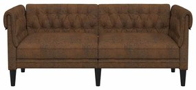 Sofá chesterfield 2 lugares tecido castanho