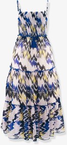 Vestido de alças em camadas e com ninho de abelha Happy Girls para menina azul