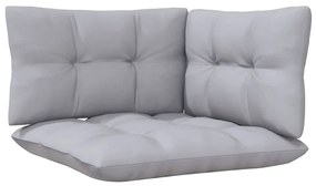 4 pcs conjunto lounge de jardim c/ almofadões cinzentos pinho