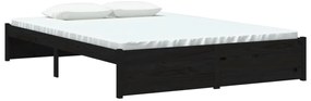 Estrutura de cama 140x190 cm madeira maciça preto