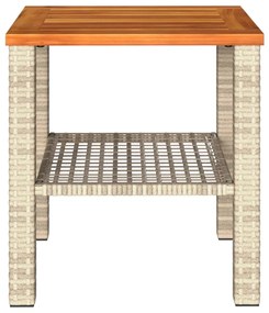 Mesa de jardim 40x40x42 cm vime PE e madeira de acácia bege