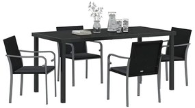 Conjunto de Jantar de Jardim com 5 Peças e Almofadas - Rattan Poliéste