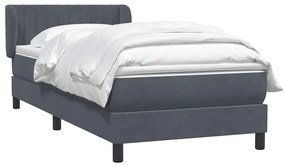 Cama com molas/colchão cinza-escuro 80x210 cm veludo