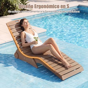 Tumbona de Piscina, 163 x 55 x 64 cm, Design Ergonómico em Forma de S, Castanho