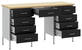 Conjunto de armário e mesa de trabalho em 3 peças vidaXL preto em made