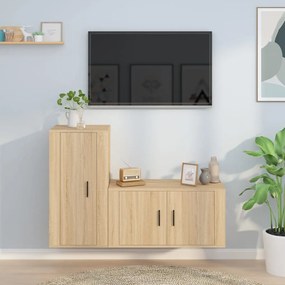 2pcs conjunto móveis de TV derivados de madeira carvalho sonoma