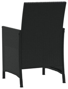 3 pcs conjunto de bistrô com almofadões vime PE preto