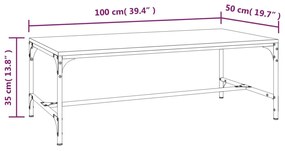 Mesa de centro 100x50x35 cm derivados de madeira cinza sonoma