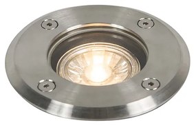 Foco de chão para exterior em aço 11cm IP67 - Basic Round