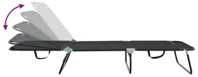 Espreguiçadeira Dobrável 2 pcs Portátil Preta 600D Tecido Oxford