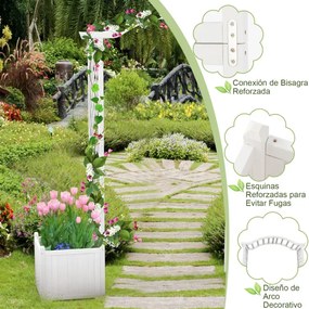 Arco de jardim com arco de madeira com floreira com treliça para plantas trepadeiras decorações para cerimônia de casamento 183x42x200cm branco