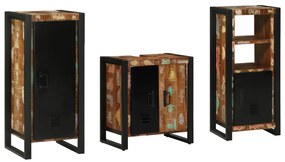 vidaXL Conjunto de Móveis para Banheiro com prateleira com armazenamento com porta 3 pcs
