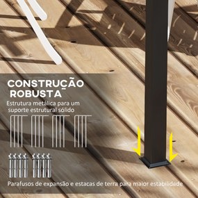 Pérgola de Jardim 3x3 m Pérgola para Exterior com Teto e Paredes Laterais Retráteis Impermeável para Terraço Pátio Cinza