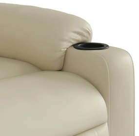 Poltrona de massagens reclinável couro artificial cor creme