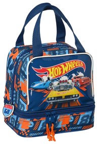 Lancheira Hot Wheels Speed club Laranja Azul Marinho 20 x 20 x 15 cm