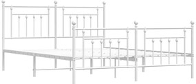 Estrutura de cama com cabeceira e pés 183x213 cm metal branco
