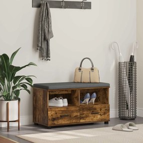 vidaXL Banco de Hall com almofada Carvalho Defumado 80 x 38 x 46 cm