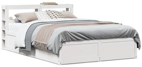 Estrutura de cama com cabeceira 140x200 cm pinho maciço branco
