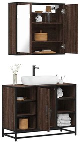 vidaXL 2 pcs conj. móveis WC derivados madeira cor carvalho castanho