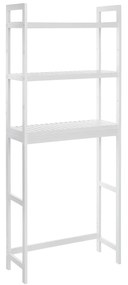Suporte para vaso sanitário SONGMICS, suporte para vaso sanitário de bambu com 3 níveis, organizador de banheiro com prateleiras ajustáveis, multifuncional, carga estática de 15 kg por nível, fácil montagem, branco BTS01WT