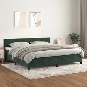 vidaXL Cama com molas/colchão 200x200 cm veludo verde-escuro